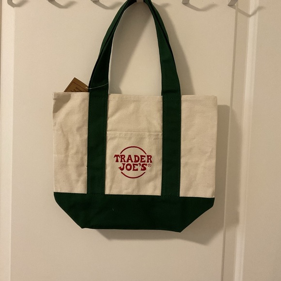 NWT Trader Joe’s Mini Canvas Tote Bag - Forest Green - Picture 2 of 2